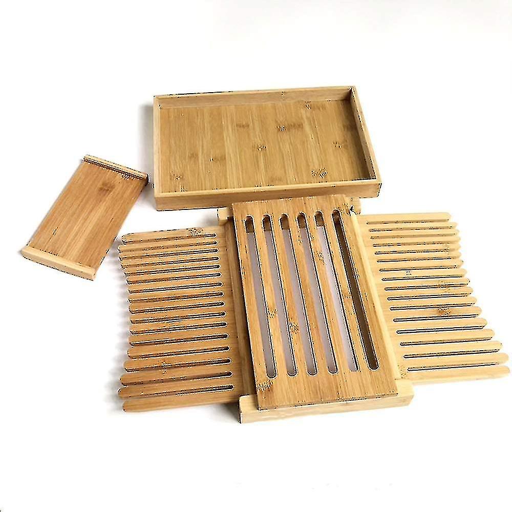 Bamboo Bread Slicer - Adjustable， Compact， Collapsible， Slicing Guide With Crumb