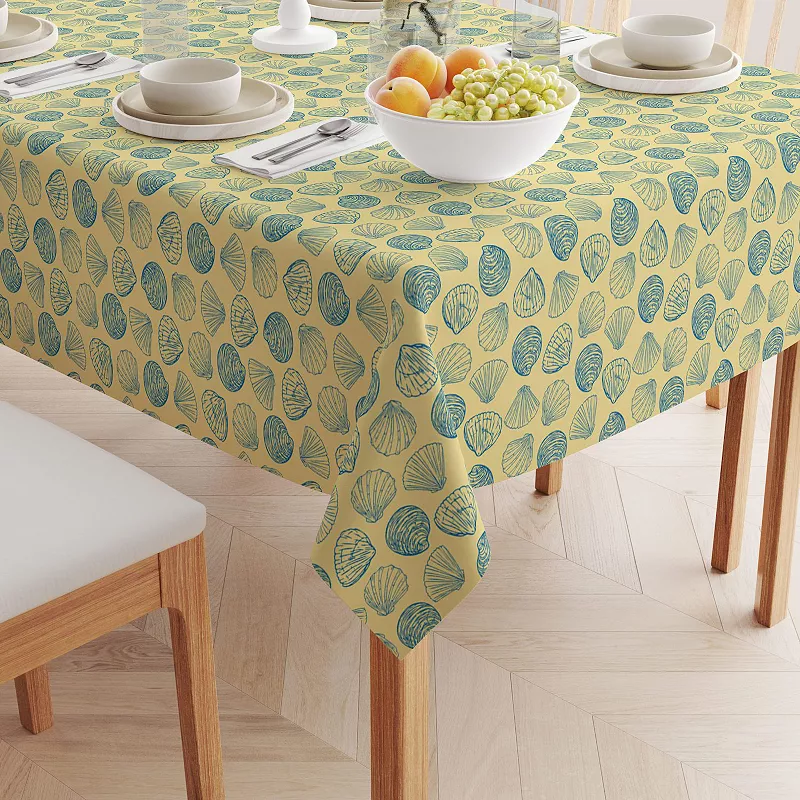 Square Tablecloth， 100% Cotton， 60x60， Beach Shells Doodle