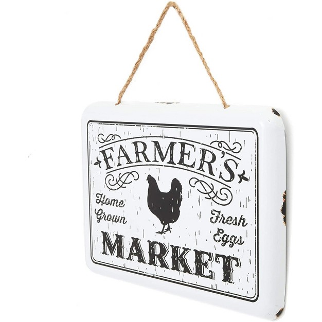 Farmlyn Creek Rustic Chicken Metal Hanging Sign Farmhouse Home Wall Decor Farmer s Market 10 6 X 5 9 In