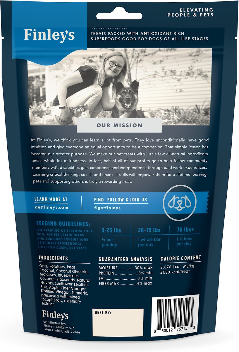 Finley's Barkery Antioxidant Boost Benefit Bars Dog Treats