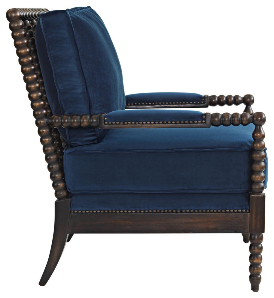 Lilibet Navy Velvet Armchair   Traditional   Armchairs And Accent Chairs   by Love Sofa  Houzz