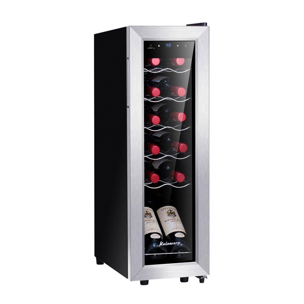 Kalamera Single Zone 12-Bottle Free Standing Compressor Wine Cooler with Glass Door KRC-12SS