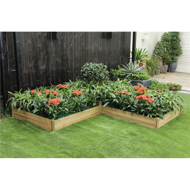 Winsome House WHPL1261 Three Section L-Shaped Raised Garden Bed Planter&#44; Natural Wood