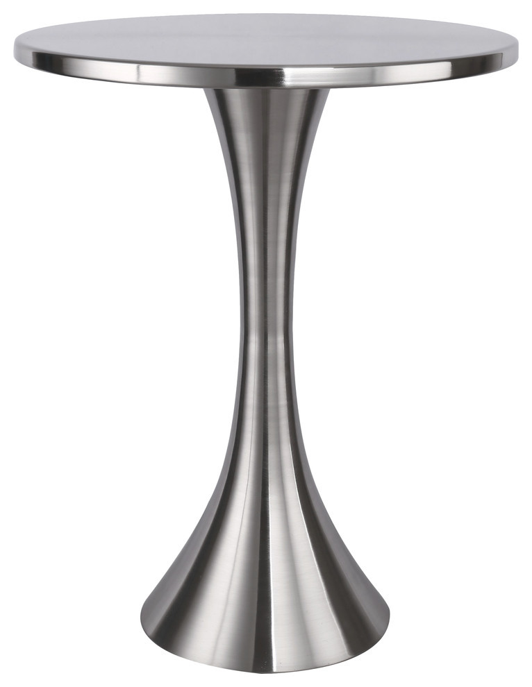 24 quotH Round Metal Brushed Nickel Side Accent Table   Contemporary   Side Tables And End Tables   by Grandview Gallery  Houzz