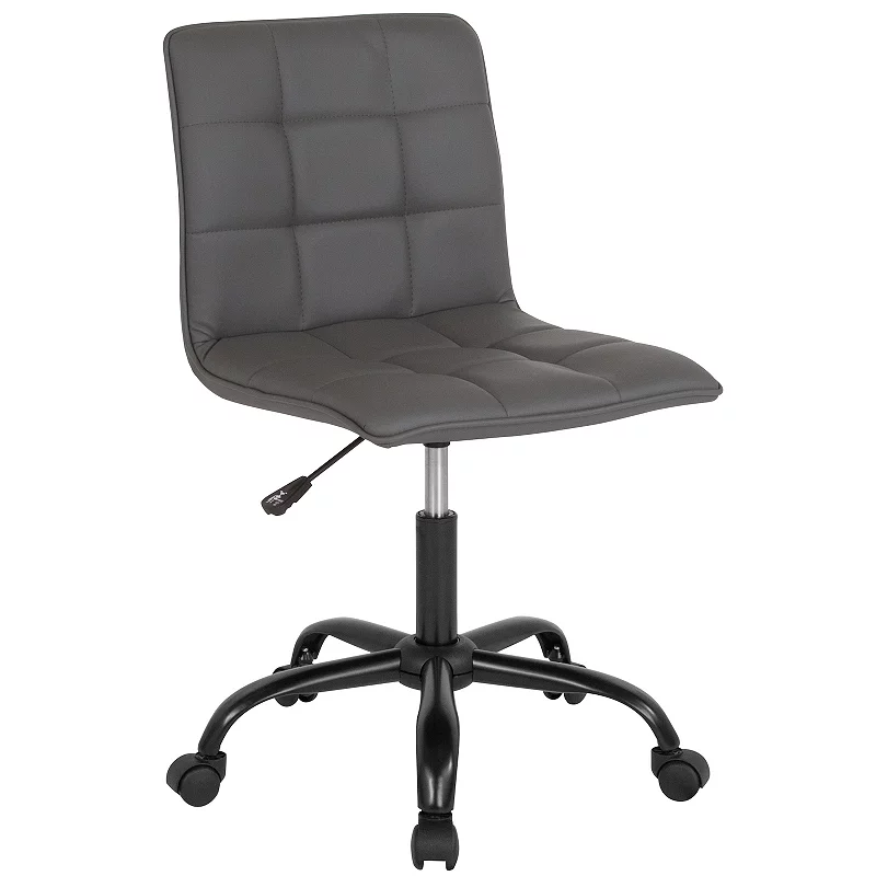 Emma and Oliver Home Office Armless Tufted Back/Seat Task Office Chair-Gray LeatherSoft