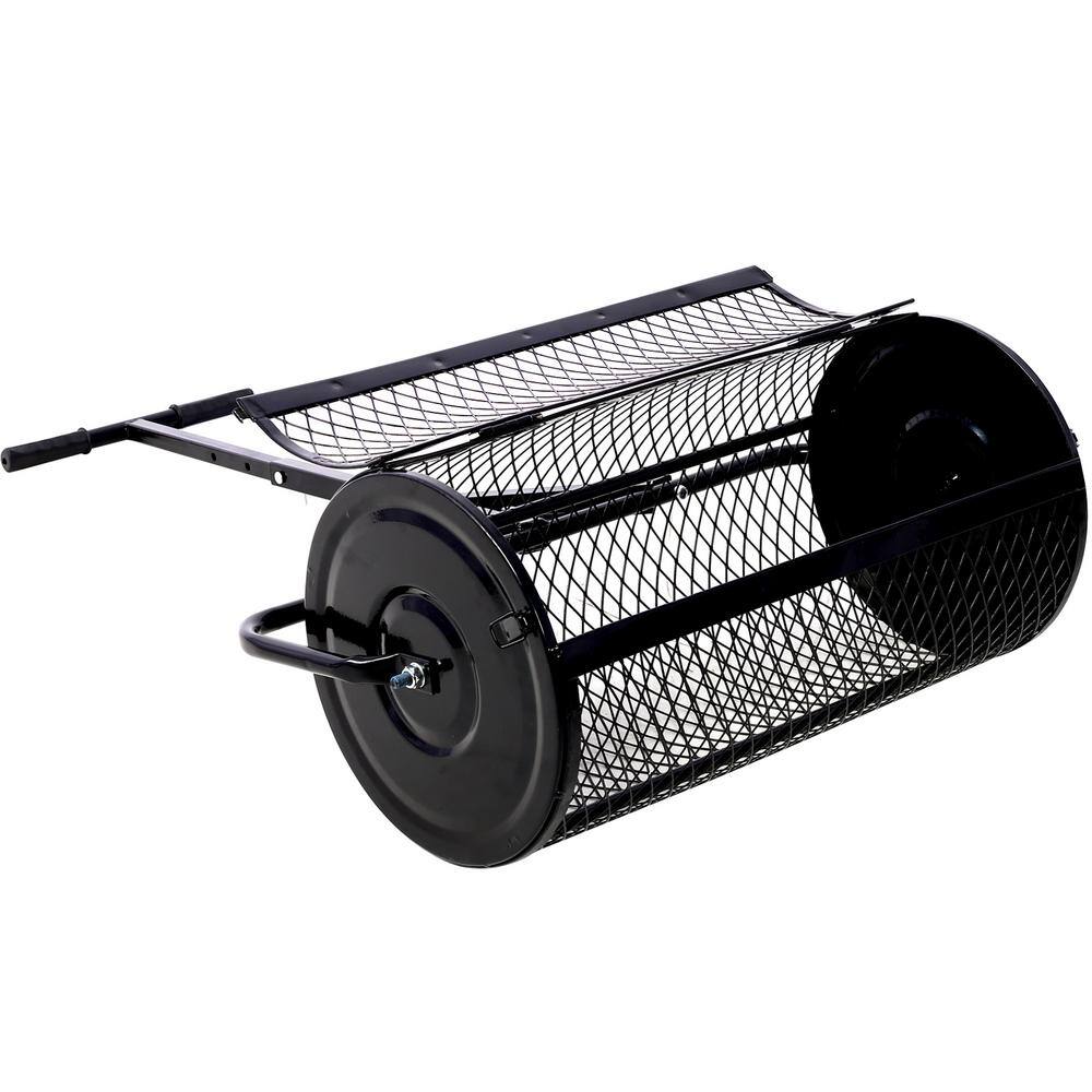 Cesicia 24 in. T Shaped Handle Metal Mesh Peat Moss Spreader Compost Spreader in Black M23od526Mc03