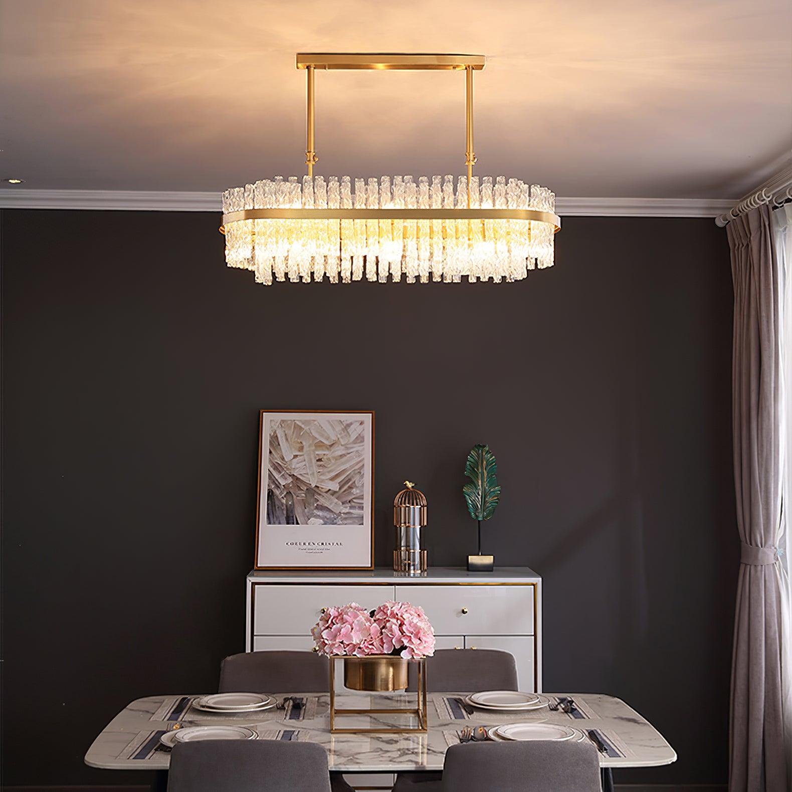 Gold & Clear Rod Chandelier