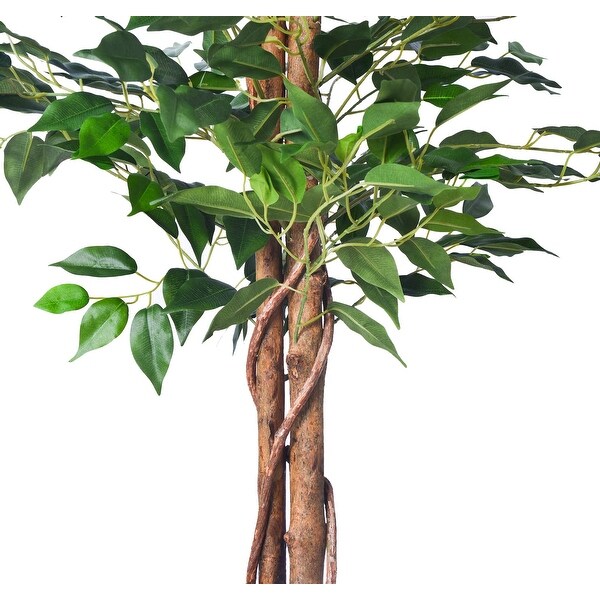 2Pcs 4FT Artificial Ficus Tree，Fake Plants with Nursery Pot，Faux Ficus Trees for Home Office Decor Housewarming Gift