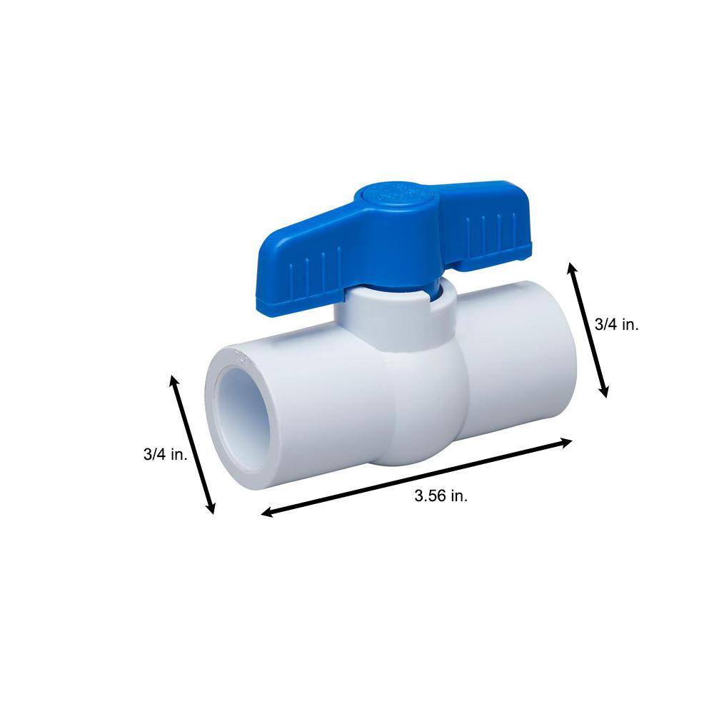 Everbilt 34 in. PVC Sch. 40 S x S Ball Valve with EPDM Seats and O-Rings 107-634HC