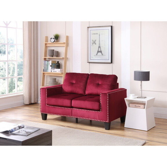 Glory Furniture Nailer G312A L Loveseat  BURGUNDY ...