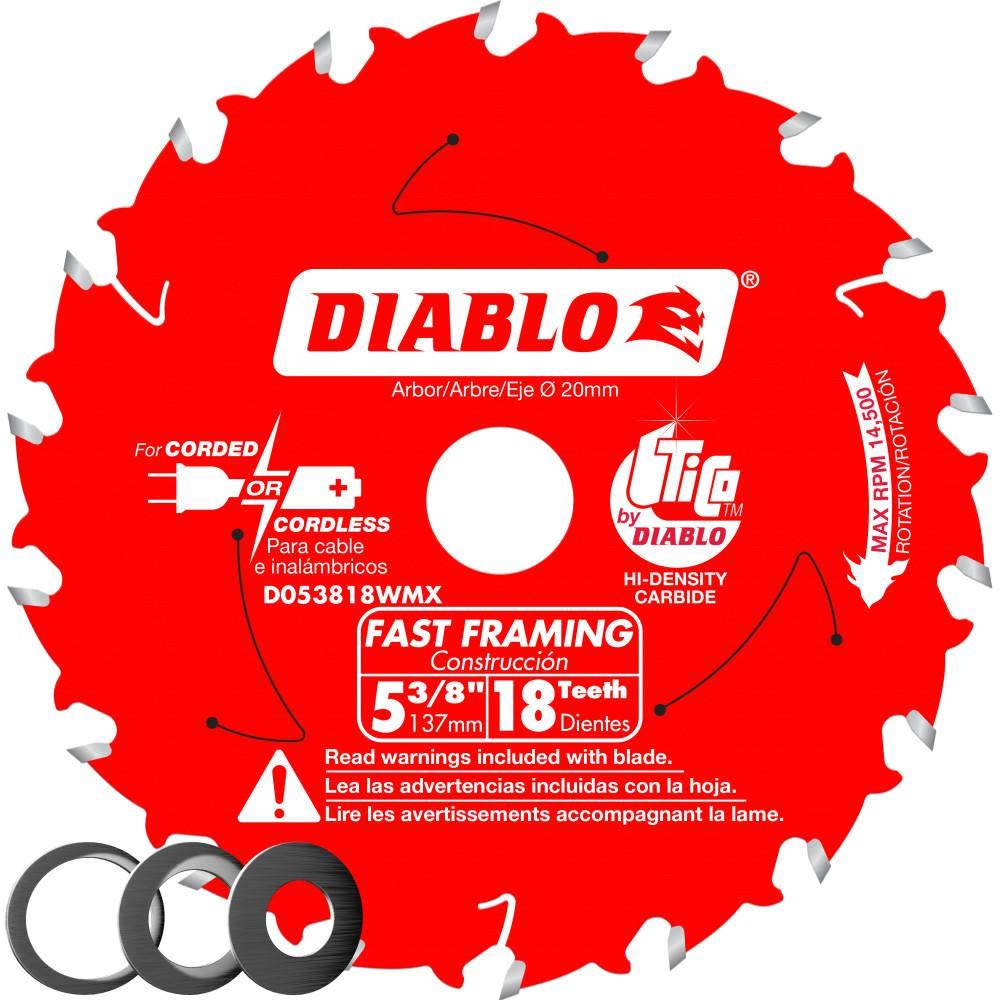 Diablo Circular Saw Blade 5 3/8 x 18 Tooth Fast Framing Trim ;