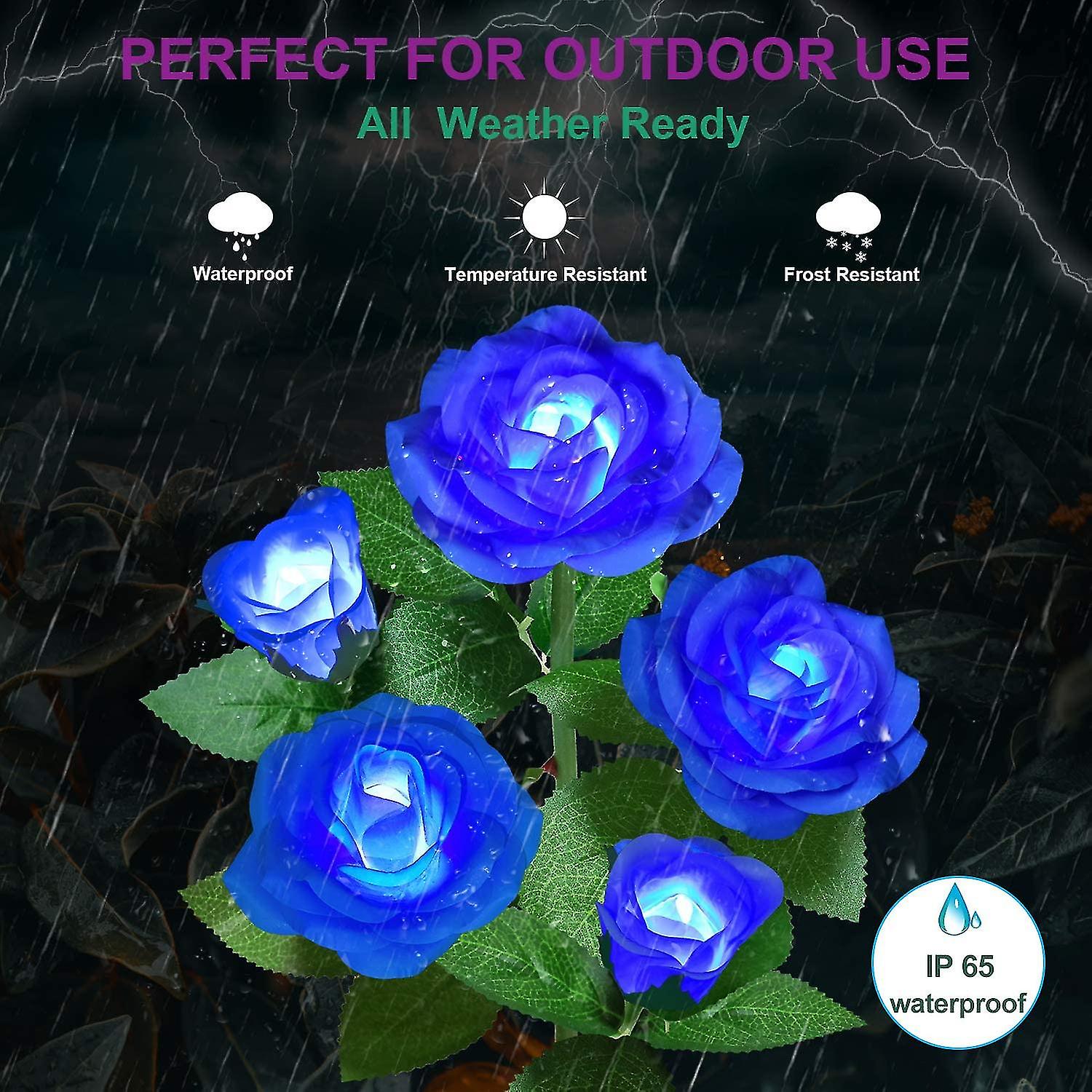 Solar Garden Lights Outdoor Realistic Led Solar Powered Rose Lights Flower Stake