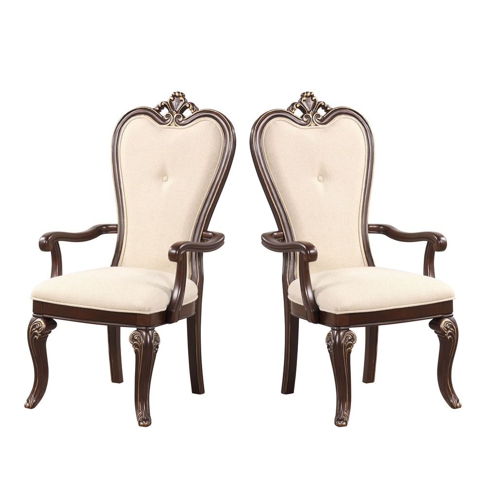 New Classic Furniture Frampton Beige and Cherry Arm Chairs (Set of 2)