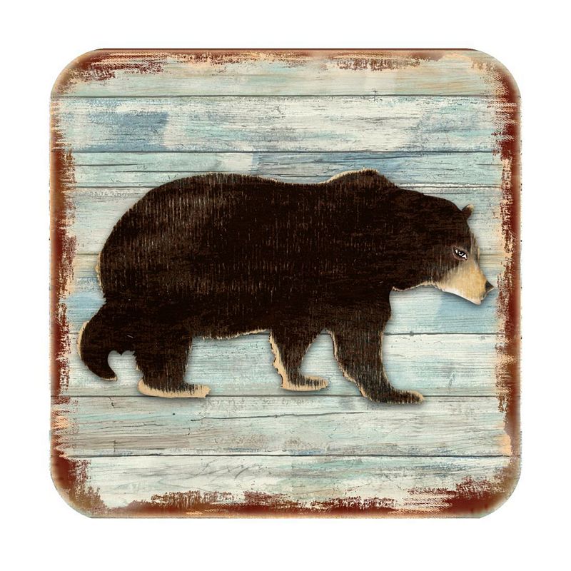 Bear Wooden Cork Coasters Gift Set of 4 by Nature Wonders