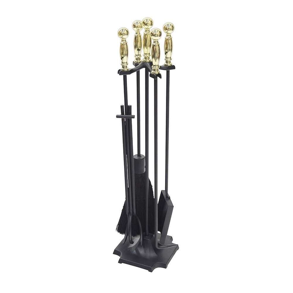 Minuteman International Carlisle Fireplace Set of 4 Tools  30.5 Inch Tall  Polished Brass and Black