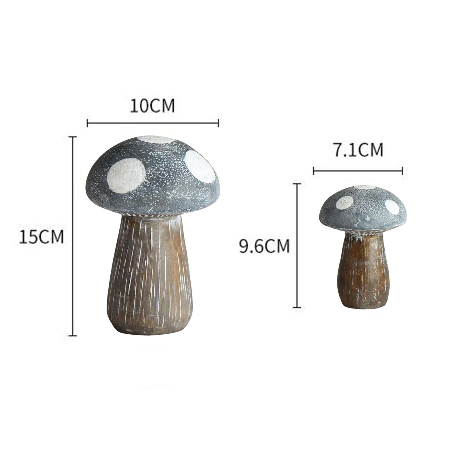 2Pcs Lovely Mushroom Statues Garden Decoration Resin Ornaments Landscape Sculpture Figurine Decor for Yard Indoor Outdoor Patio Home