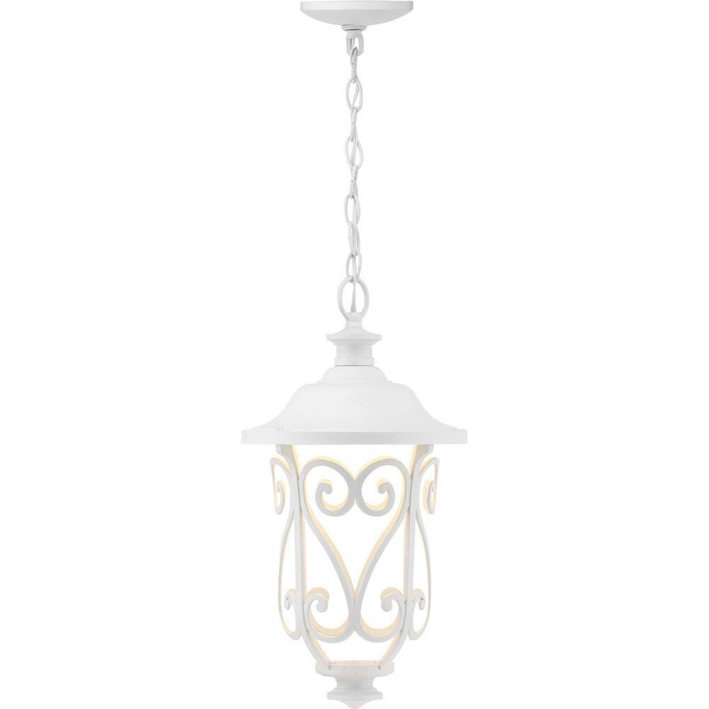 Progress Lighting Leawood LED Collection 1-Light White Transitional Outdoor Hanging Lantern Light P550037-030-30