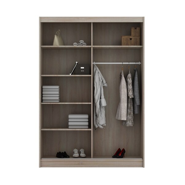 Coronado Modern Wooden Wardrobe - Armoire with Mirror - 59 Inch Wide - - 36329570