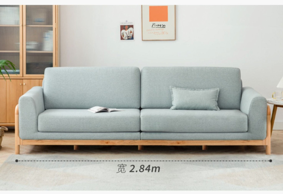 Oak Solid Wood Fabric Sofa Modern   Midcentury   Sofas   by GVAwood  Houzz