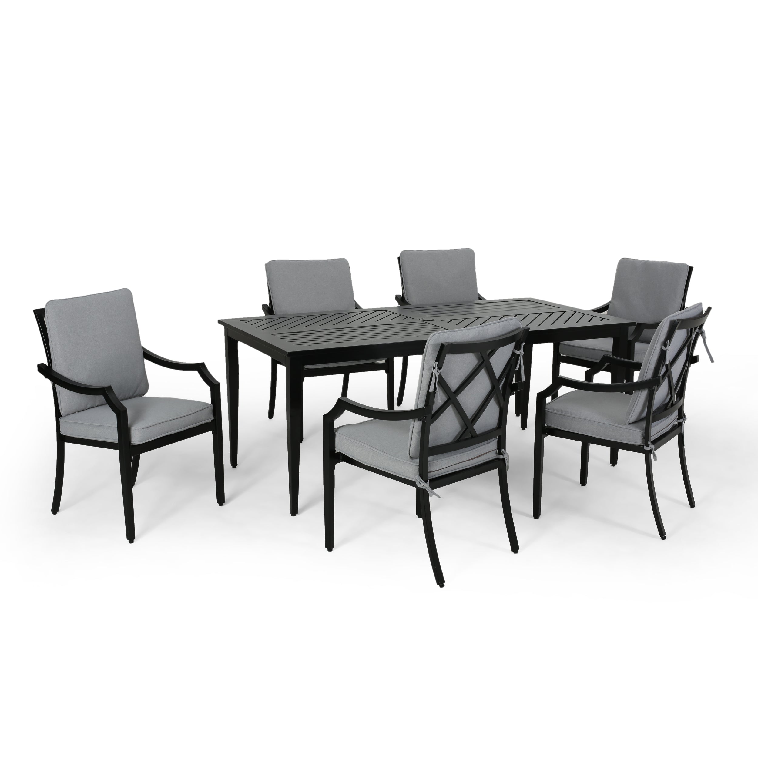 Carlson Diego Outdoor 6 Seater Aluminum Rectangular Dining Set