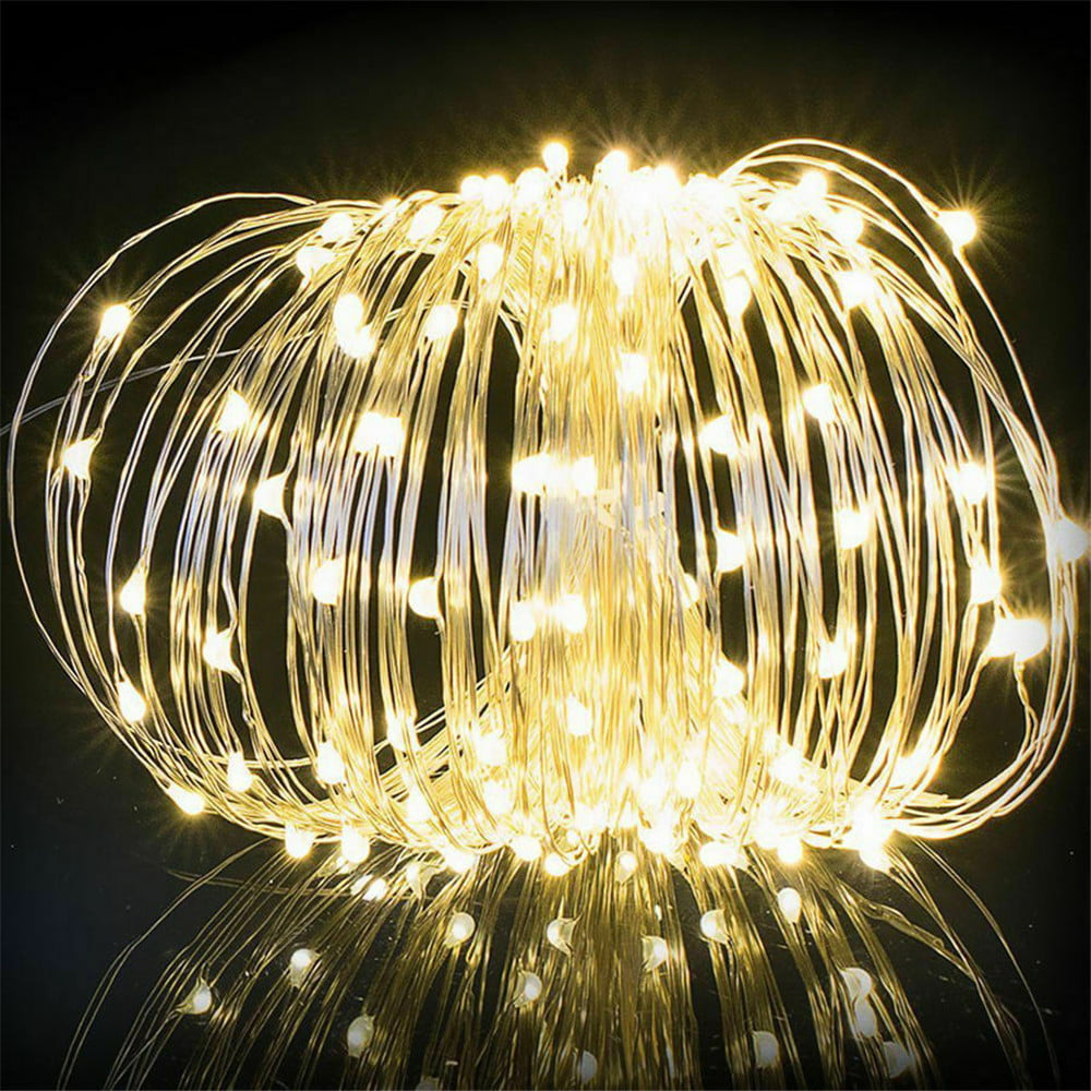 LINKPAL Outdoor String Lights, 100 LED Solar Fairy Lights 33 feet 8 Modes Copper Wire Lights Waterproof Outdoor String Lights for Garden Patio Yard Party Wedding