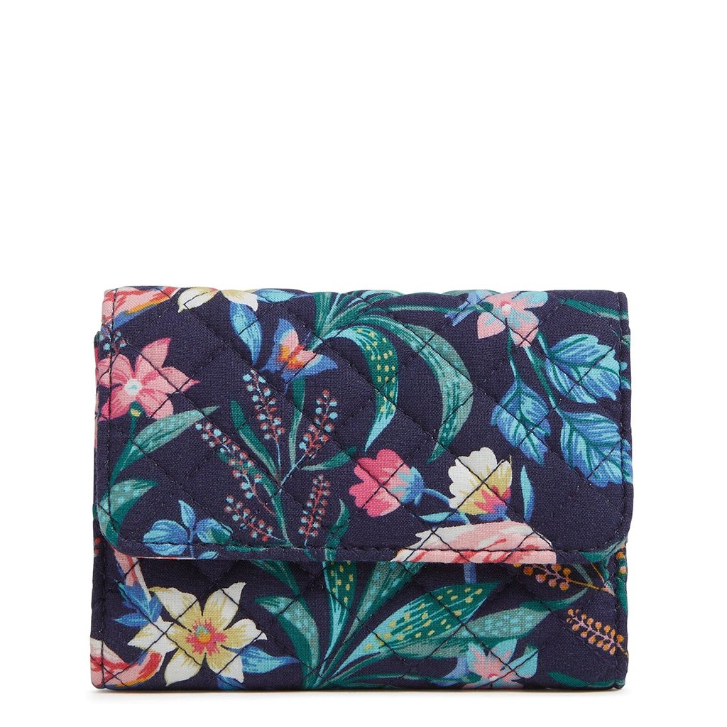 Vera Bradley  RFID Riley Compact Wallet in Flamingo Garden