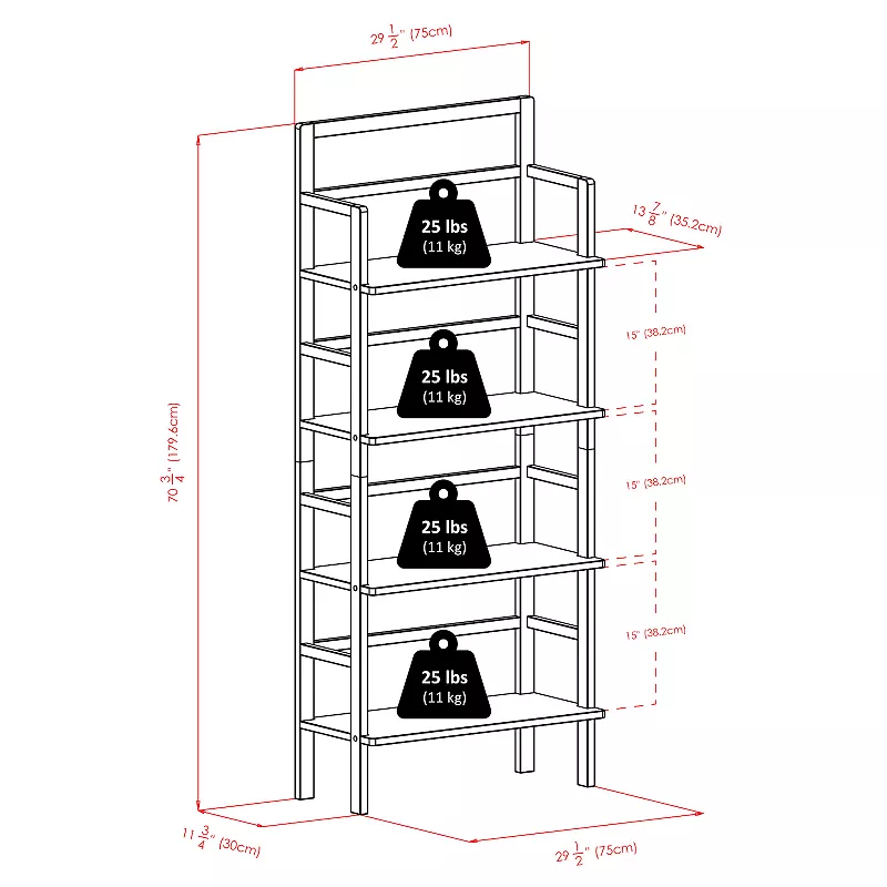 Winsome Aiden 4-Shelf Baker's Rack Bookcase