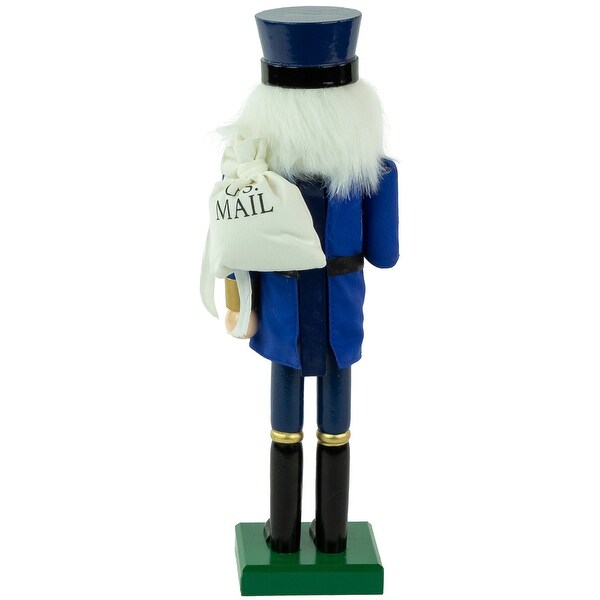 14 Blue and Gold Wooden Mail Carrier Christmas Nutcracker