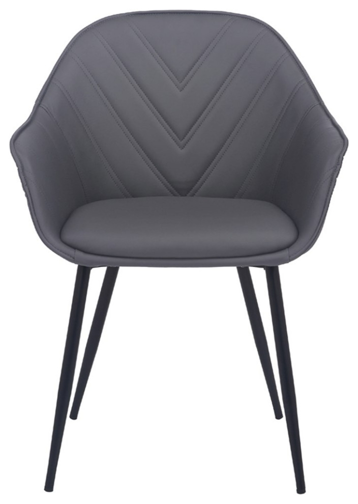 Armen Living Clover 18 quotFaux Leather/Metal Dining Room Chair in Gray/Black   Dining Chairs   by Homesquare  Houzz