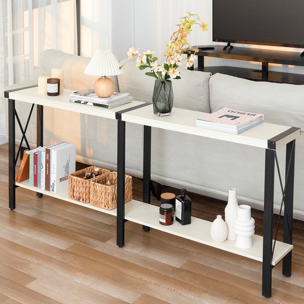 Console Table， Long Sofa Table with Shelf for Living Room and Entryway