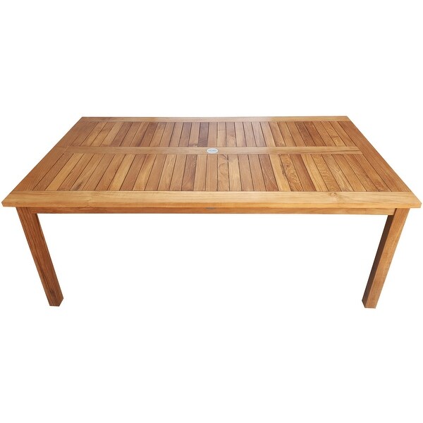 Chic Teak Bermuda Rectangular Teak Wood Patio Bistro Dining Table，63 x 35 inch (table only)