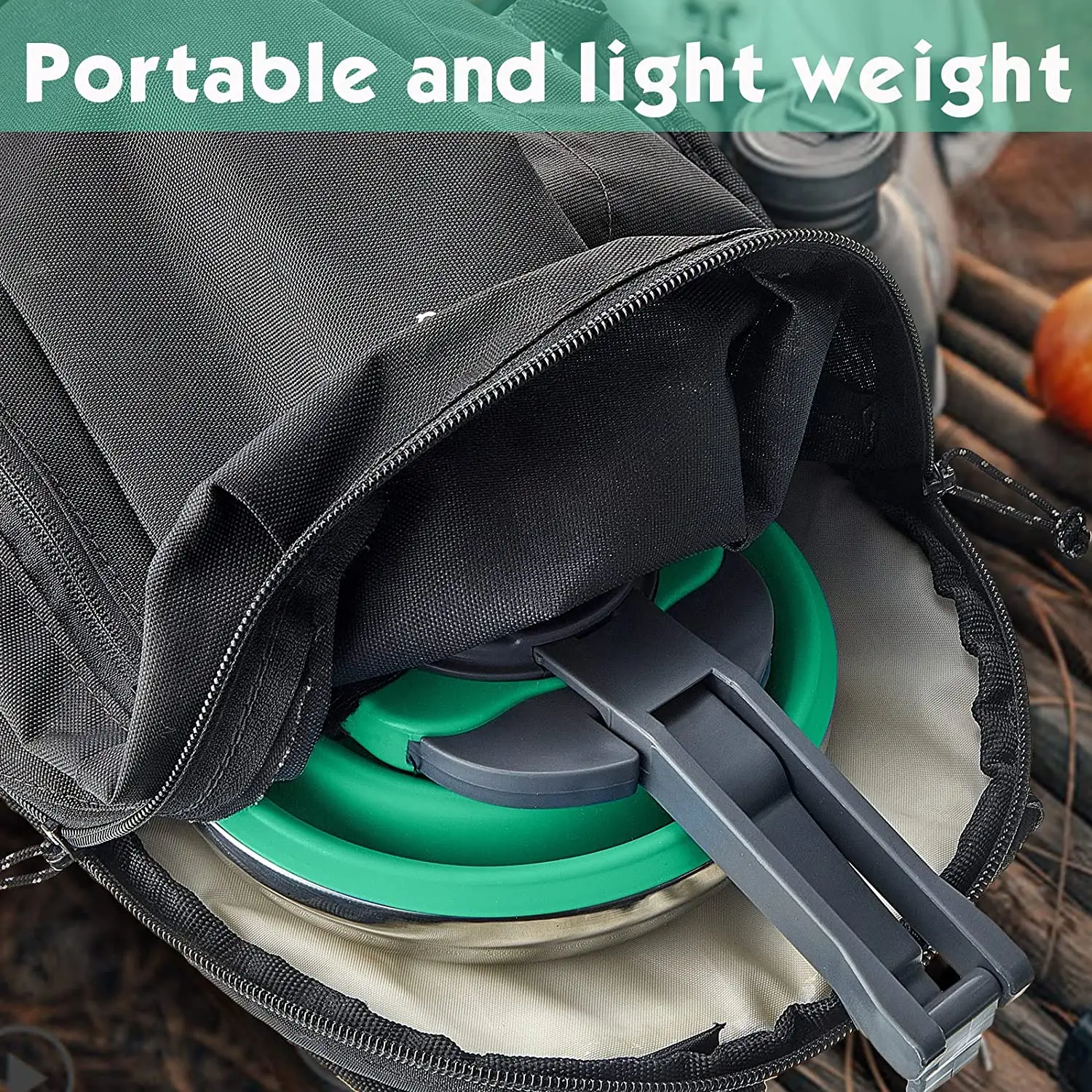 NPOT Food Grade Silicone Collapsible Kettle for Hiking Travel and Outdoors Portable 1.5L Camping Coffee Kettle