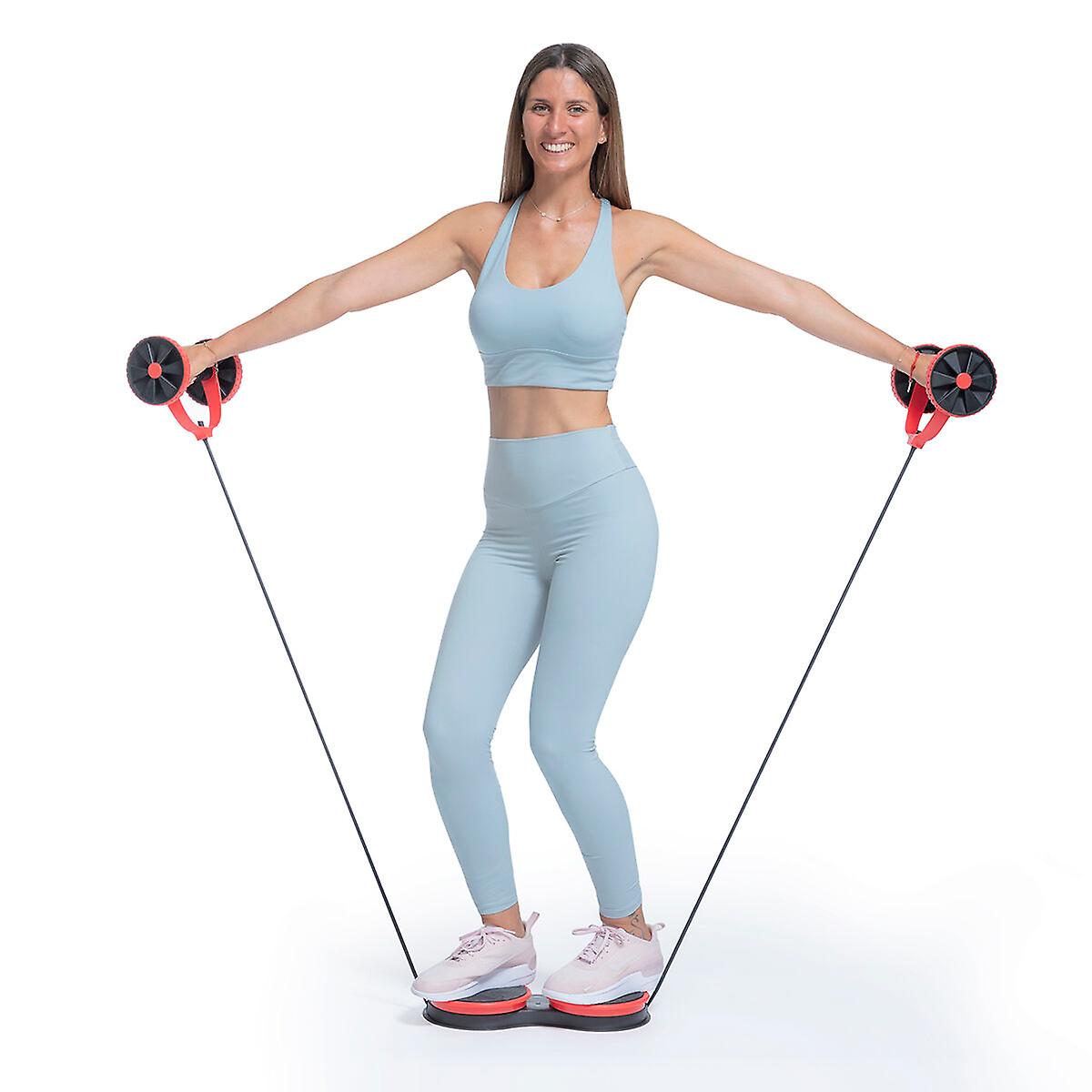 Abdominal Roller with Rotating Discs， Elastic Bands and Exercise Guide Twabanarm InnovaGoods