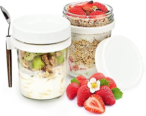 2 Pack Overnight Oats Containers - 12 Oz Mason Jars for Breakfast On-the-Go （2 PACK）