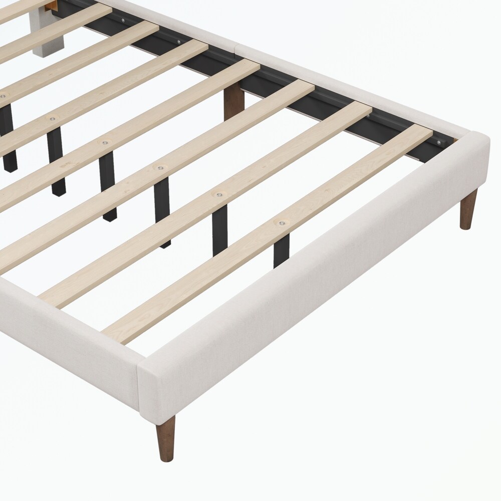 Platform Bed Frame with Vertical Channel Tufted Headboard