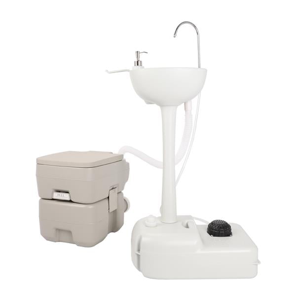 Miekor Portable Sink & Toilet Combo,5Gal Hand Washing Station & 5.3 Gal Flushing Toilet