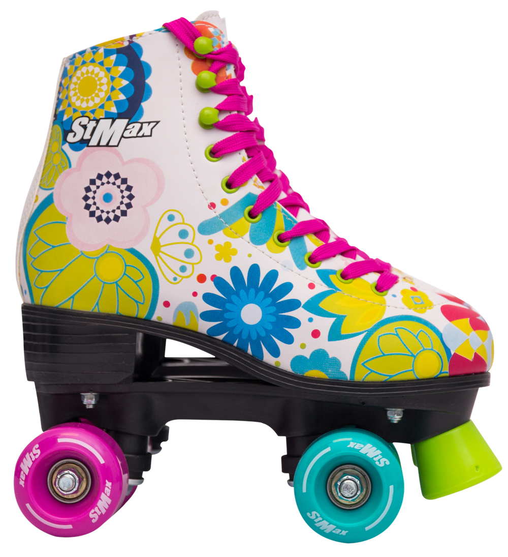 Roller Skates for Women Girls Size 8.5 Purple Flower for Adults Teenagers and Kids Quad Derby Light Adjustable Lace System Outdoor rollerskates Girl 4-Wheels Blades Indoor Classic Teenager ABEC-7 39