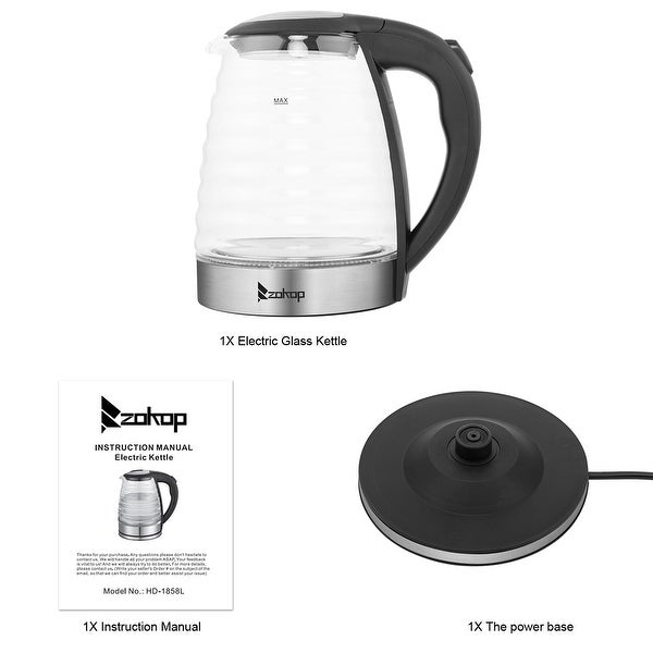 1.8L 1100W Stainless Steel Electric Kettle with Seven Colors Of Lights