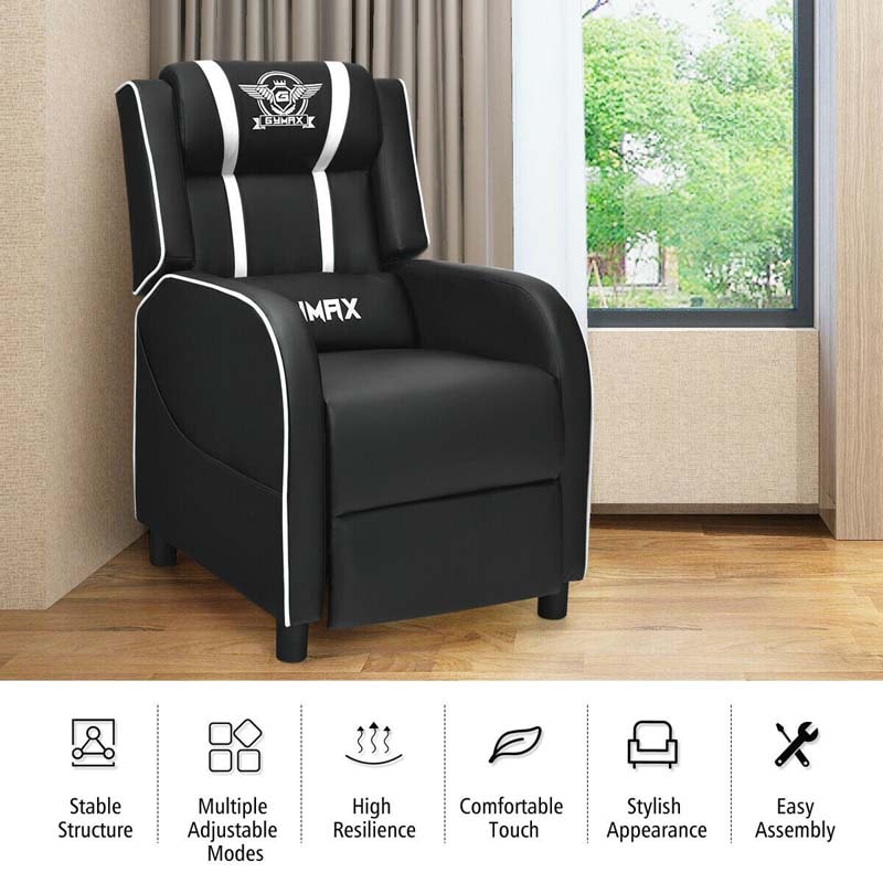 Massage Gaming Recliner Chair with Footrest, Racing Style Gaming Sofa, Lounge Sofa, PU Leather Single Sofa, Home Theater Seat