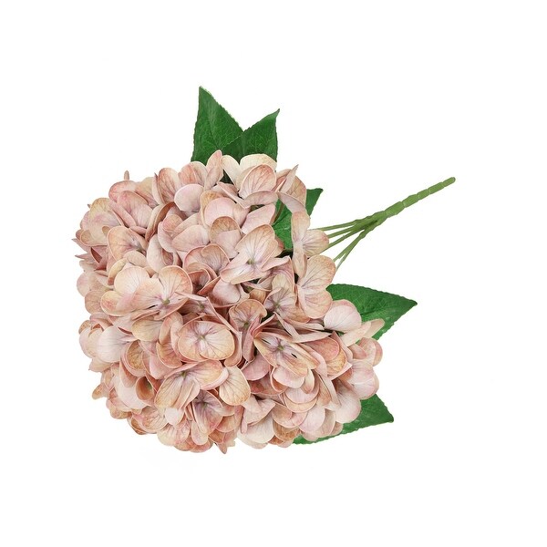 Set of 2 Natural Touch Brown Blush Artificial Hydrangea Flower Stem Bush Bouquet 17in