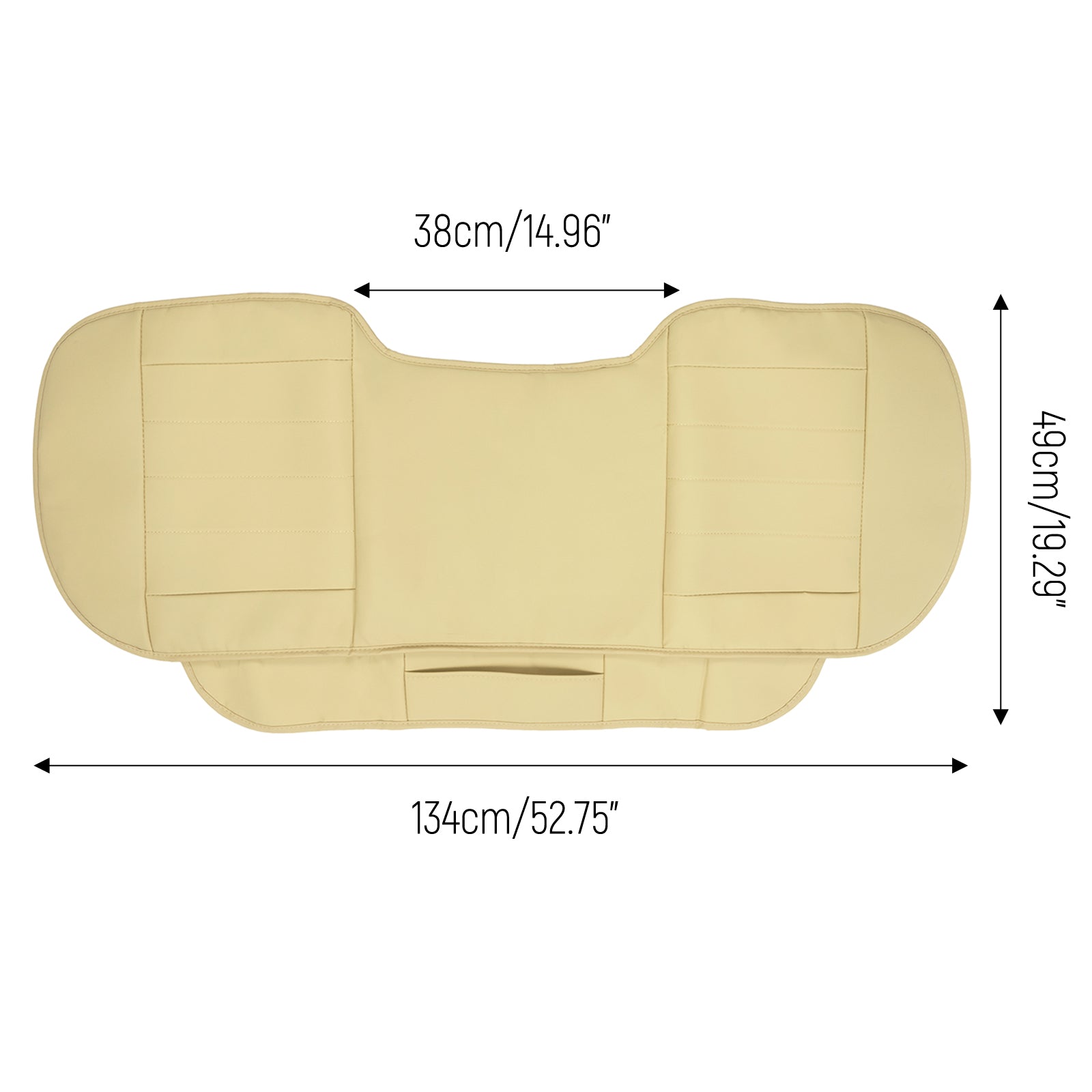 Beige Full Surround Car Rear Back Row Seat Cover Cushion Pu Leather Universal Chair Pad Mat Waterproof