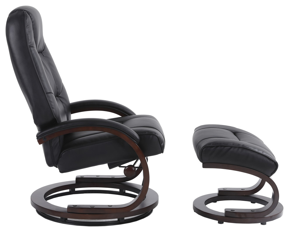 Sundsvall Recliner and Ottoman in Black Air Leather   Contemporary   Recliner Chairs   by Progressive Furniture  Houzz