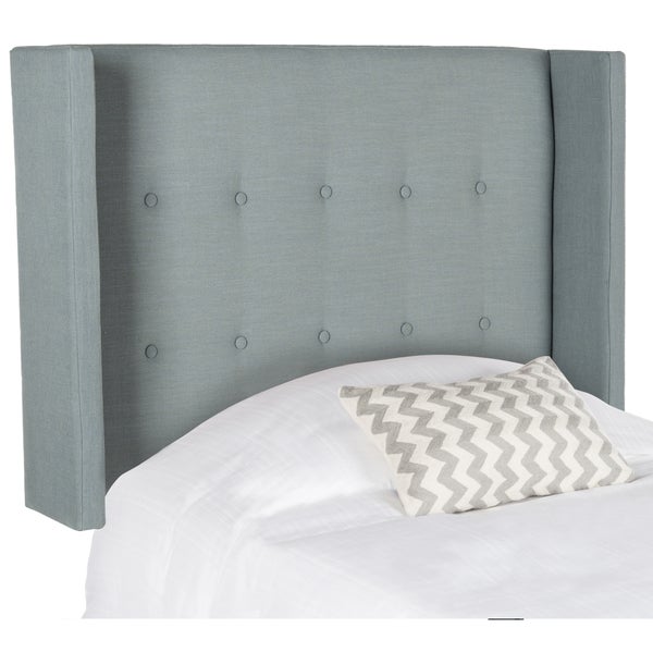 SAFAVIEH Damon Sky Blue Upholstered Tufted Wingback Headboard (Twin) - - 11081484