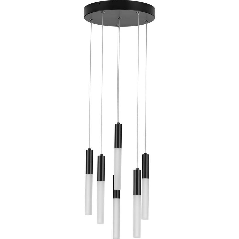 Progress Lighting Kylo LED Collection 6-Light Matte Black Frosted Glass LED Modern Pendant Hanging Light P500322-031-30