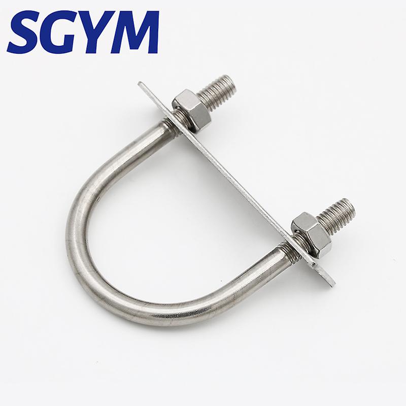 2pcs 304 Stainless Steel U-shaped Screw Buckle U Bolt M6 M8 Pipe Clamp U-clip Fillet With Strap Nuts Washers  Kit