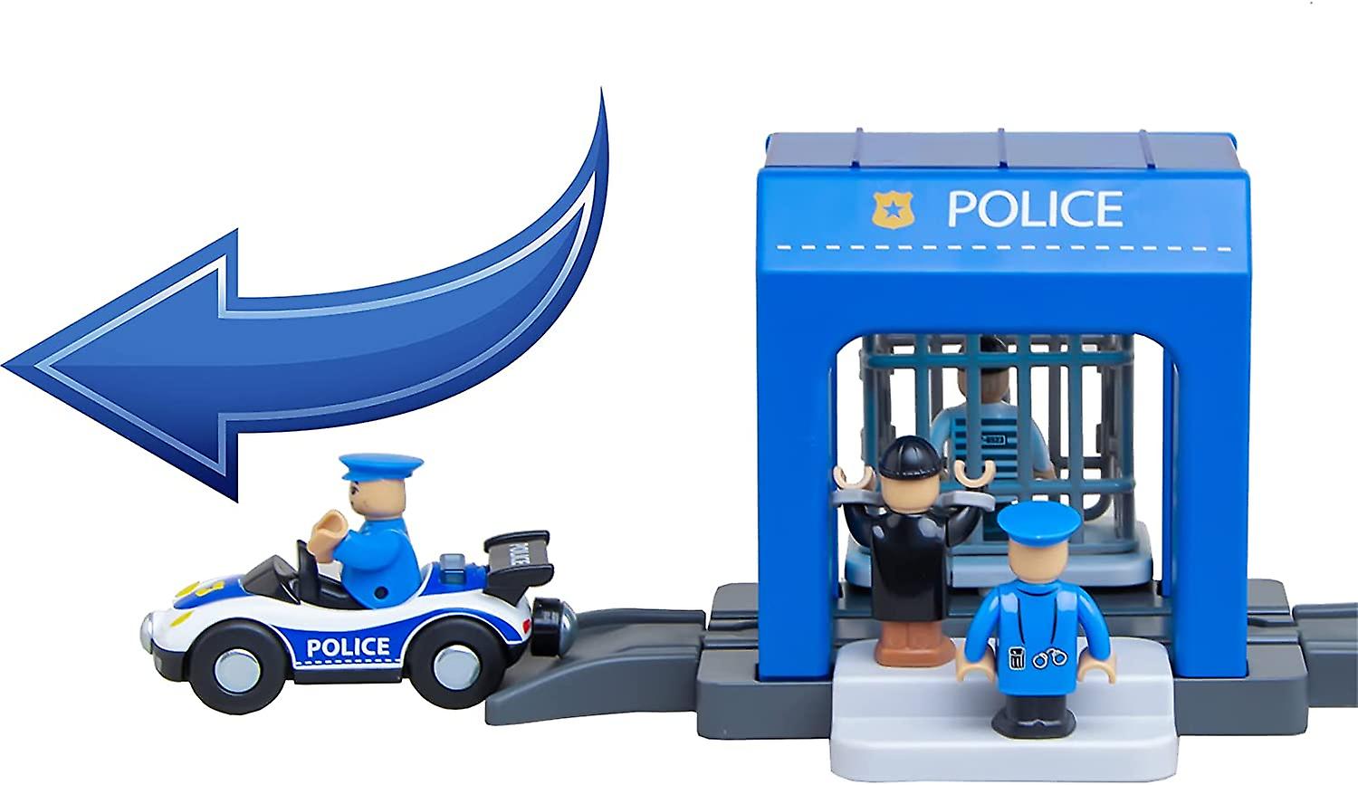 Simulation Car Wash Compatible Wooden Train Track Railway Set Toys For Kids (police Station)