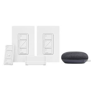 Lutron Caseta Smart Lighting Start Kit with Pico Remote 2-Dimmer Switches and Google Home Mini Charcoal (CASETA-2DIM-GMCHCL) CASETA-2DIM-GMCHCL