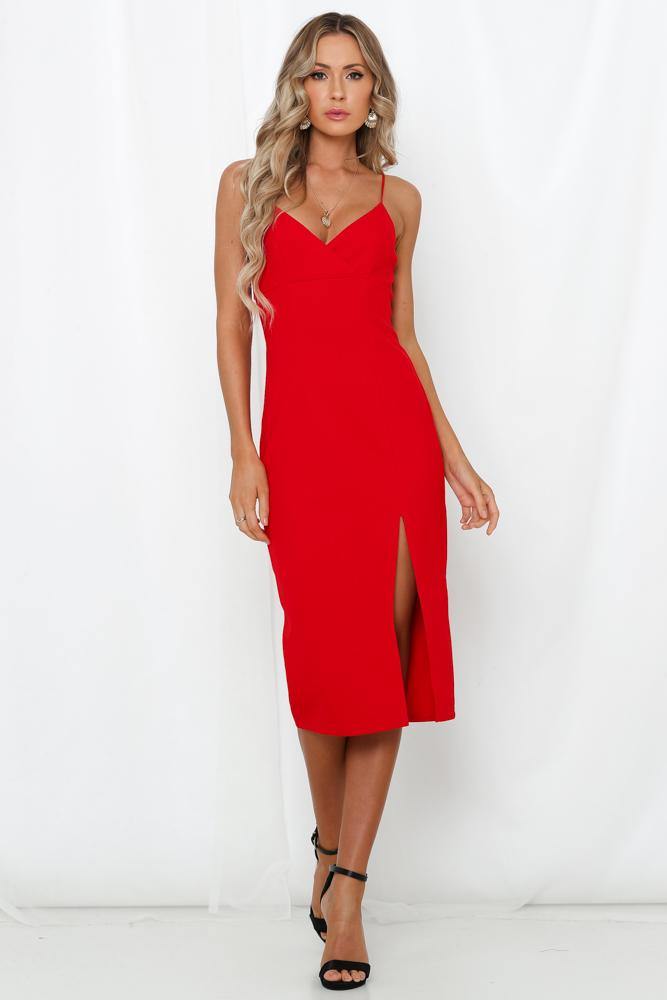 Align The Heavens Midi Dress Red