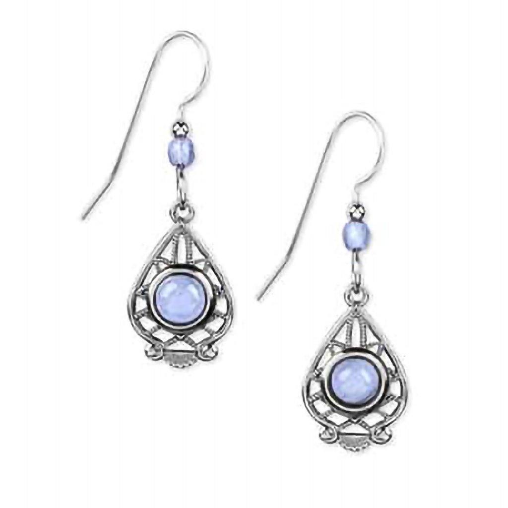 Silver Forest Earrings - Blue Lace Agate Drop