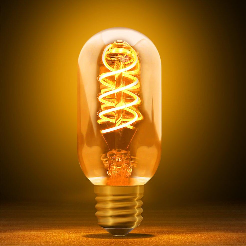 Amber Glass T45 Spiral ment Light 240v 4w E27 Bulb 3pcs 2200k Led Lamp